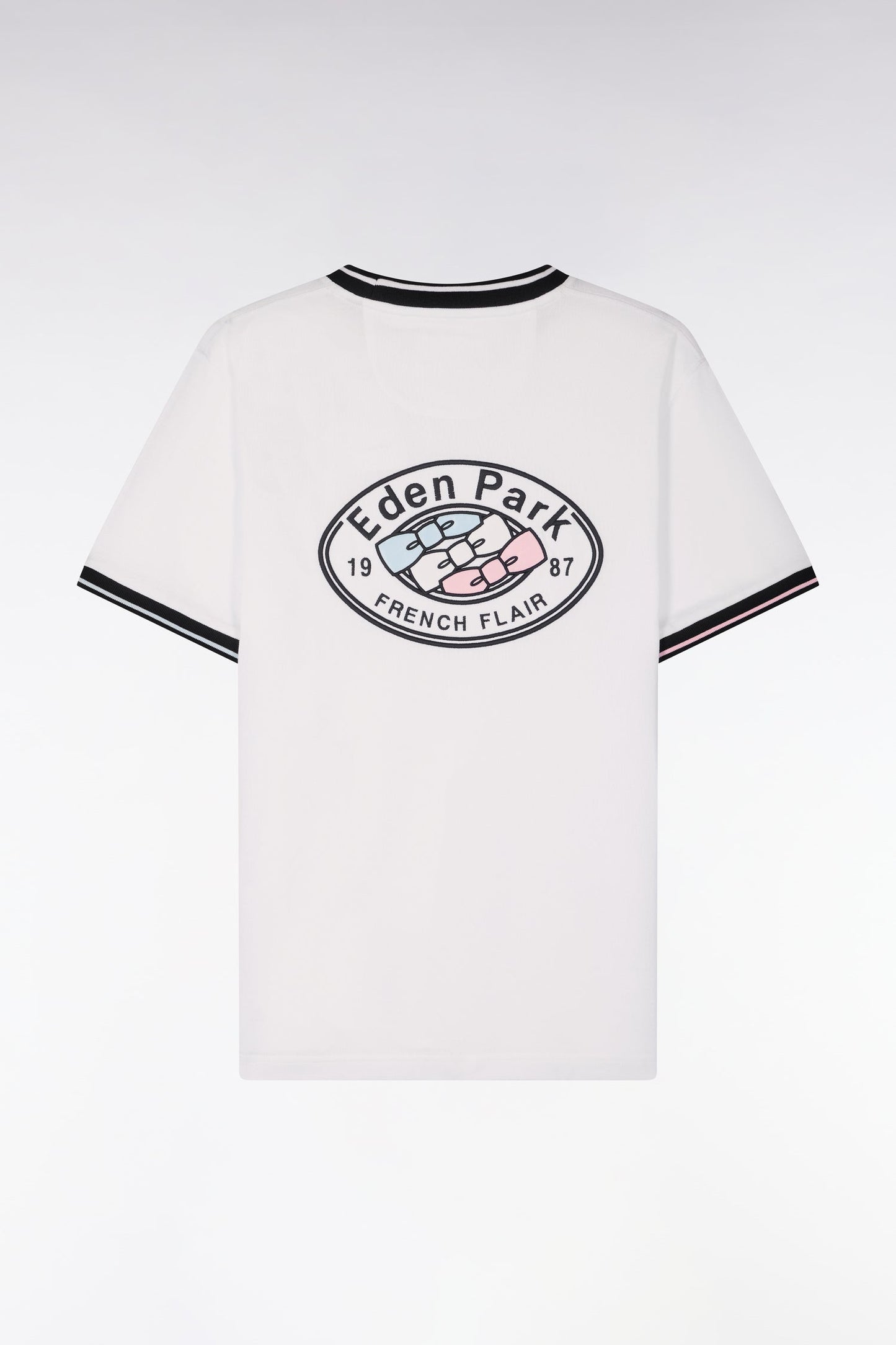 T-shirt à manches courtes en coton blanc brodé coupe regular