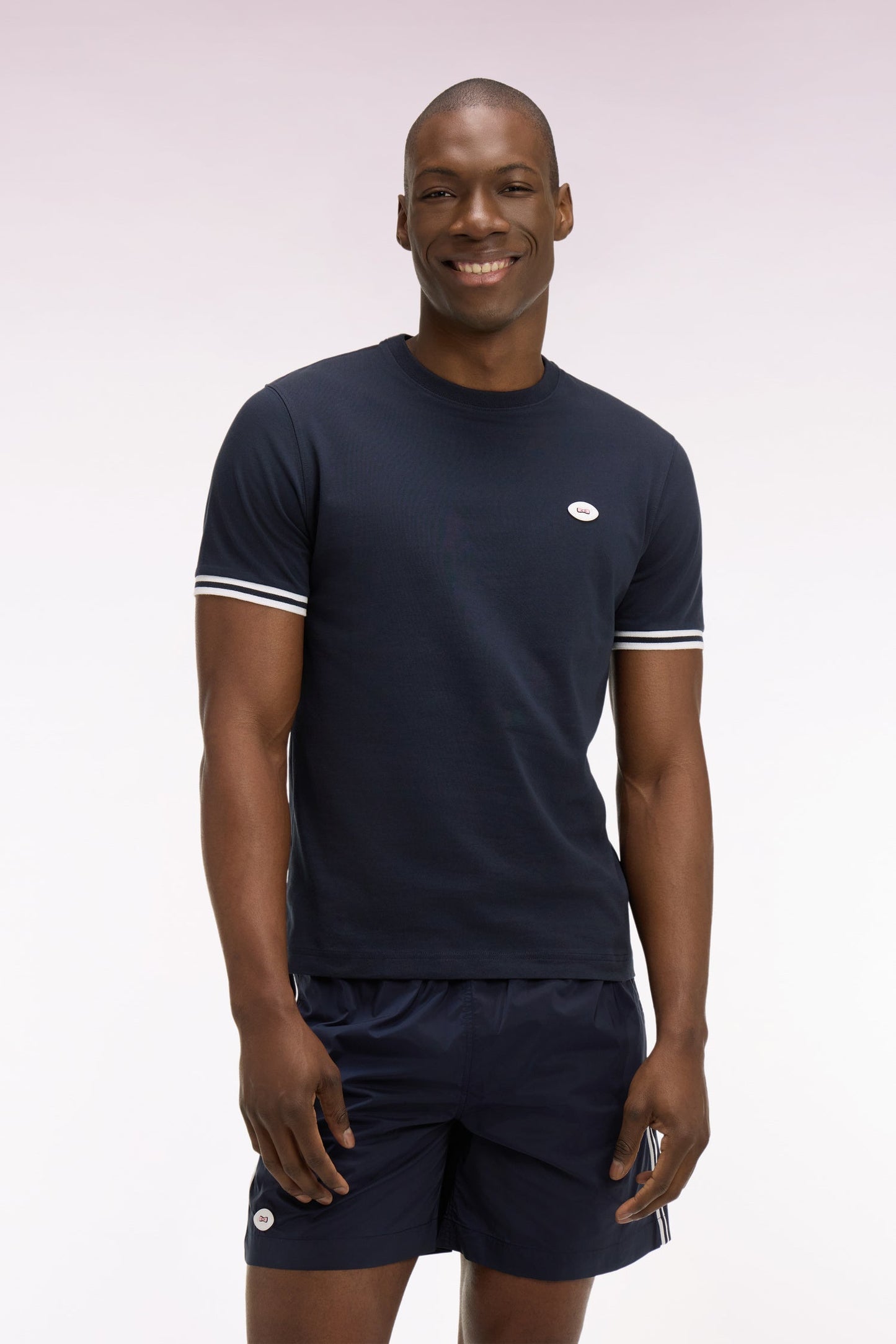 T-shirt à manches courtes en coton marine coupe regular