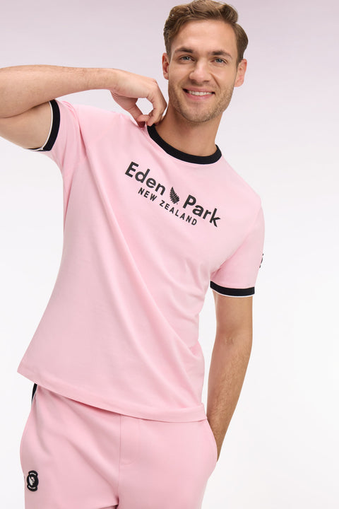 T-shirt à manches courtes New Zealand en coton rose coupe regular - Image 1