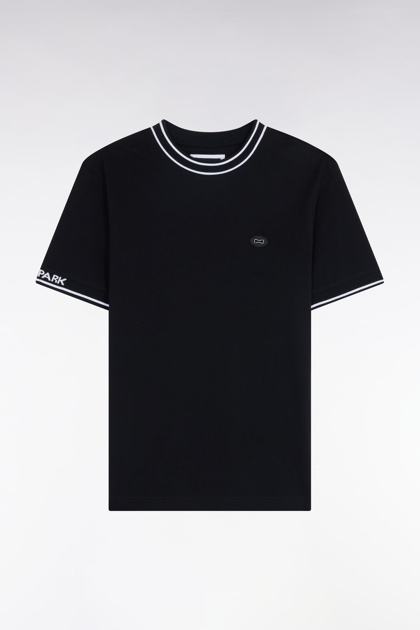 T-shirt à manches courtes en coton noir jacquard Eden Park coupe regular