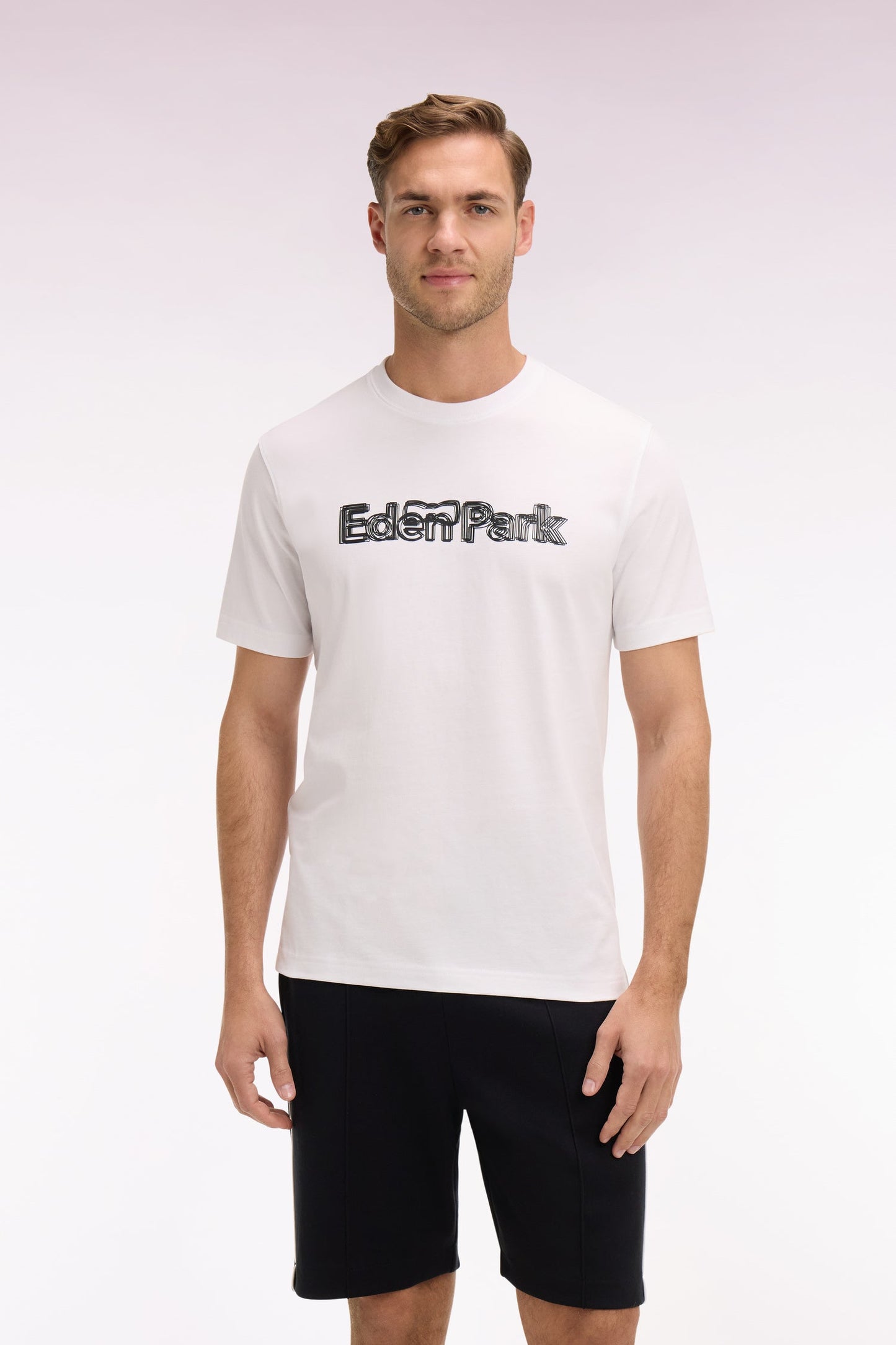 T-shirt à manches courtes en coton blanc sérigraphié coupe regular