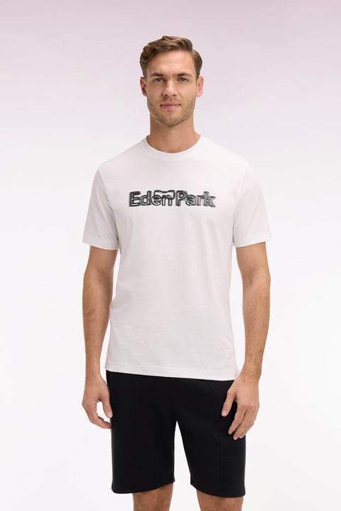 T-shirt à manches courtes en coton blanc sérigraphié coupe regular - Image 3