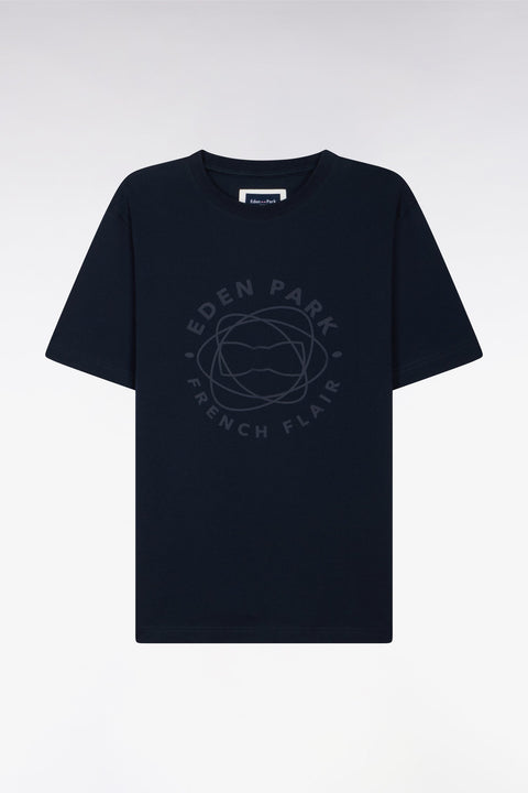 T-shirt à manches courtes en coton marine sérigraphié coupe regular - Image 2