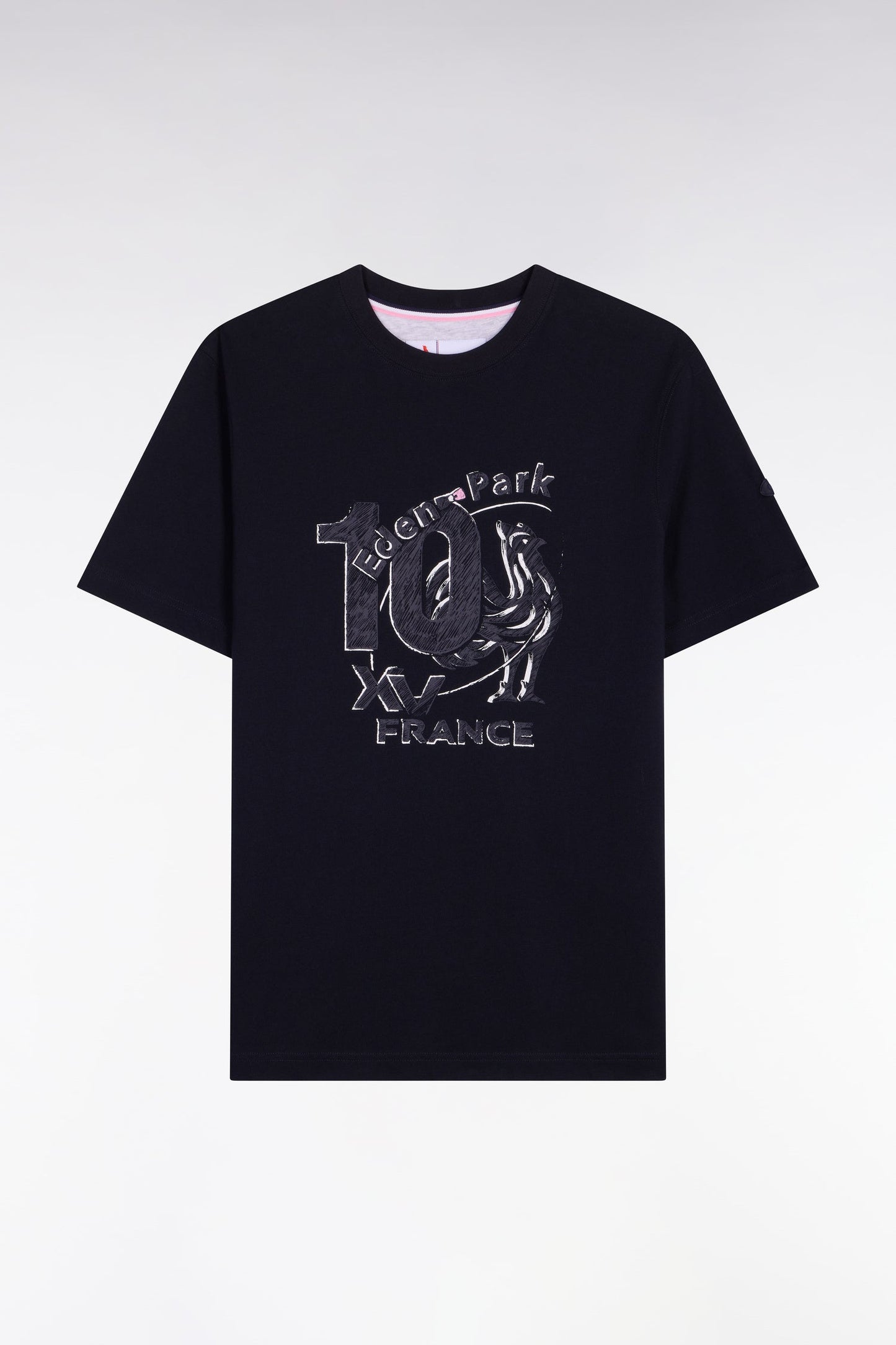 T-shirt XV de France à manches courtes en coton marine sérigraphié coupe regular