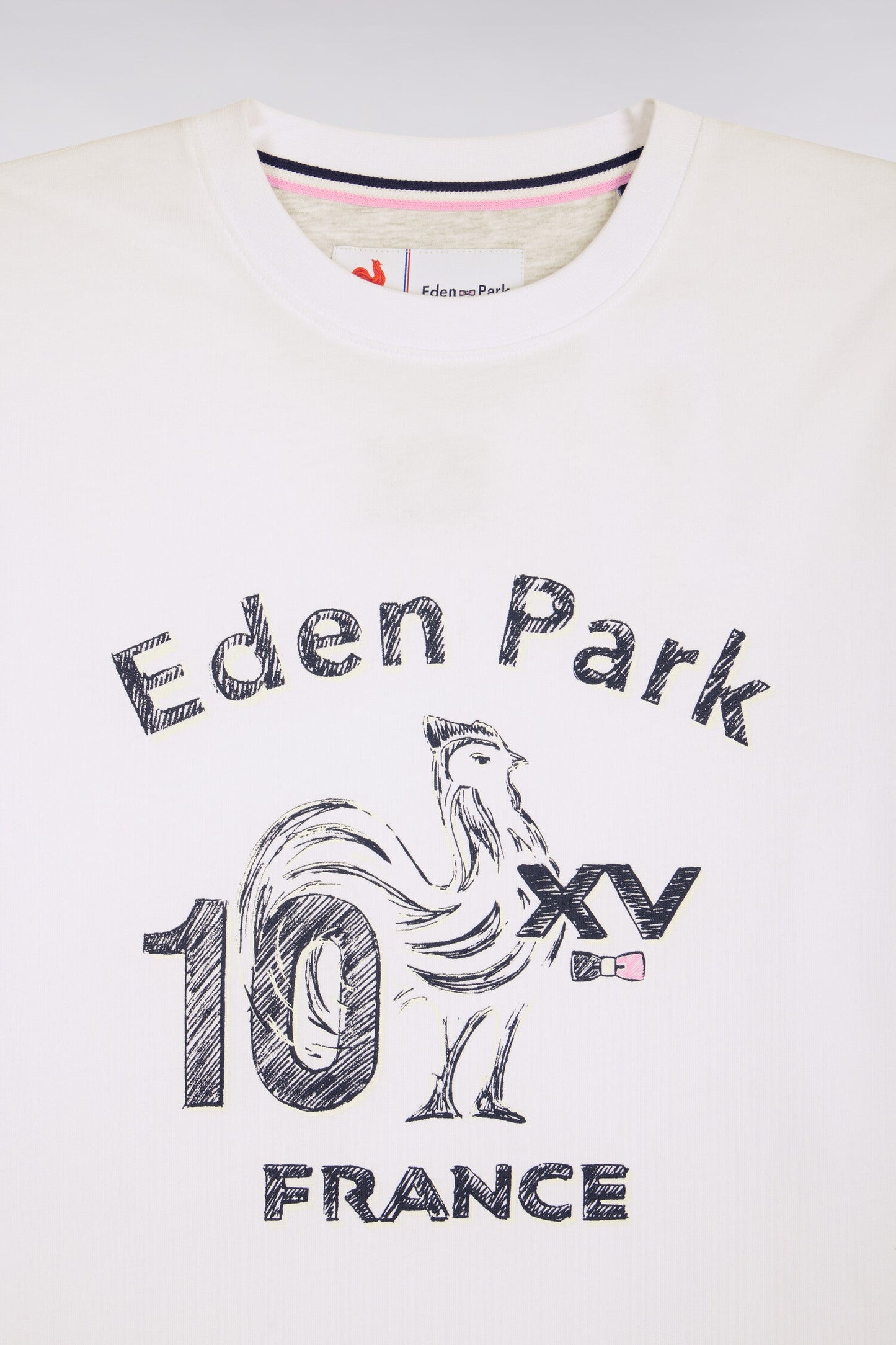 T-shirt XV de France à manches courtes en coton blanc sérigraphié coupe regular