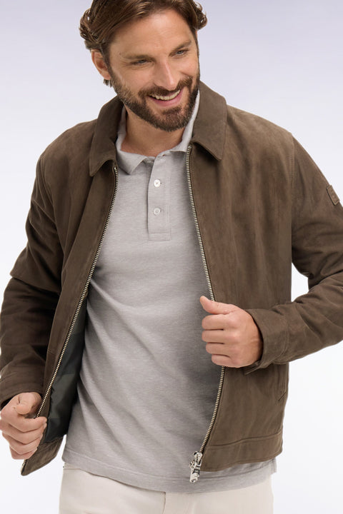 Blouson en croûte de cuir velours marron - Image 1