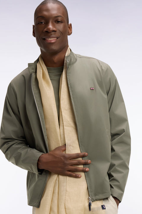 Blouson à col motard en nylon kaki - Image 1