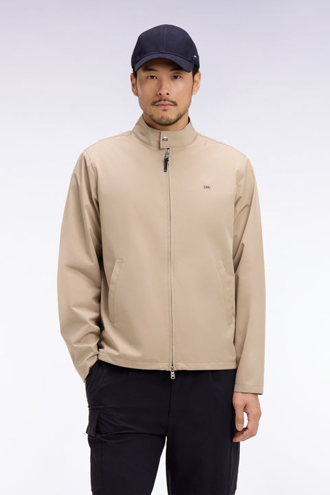 Blouson à col motard en nylon beige - Image 3