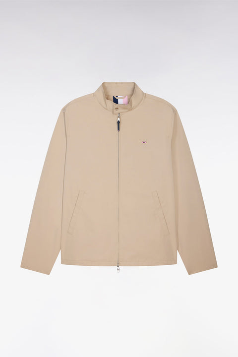 Blouson à col motard en nylon beige - Image 2