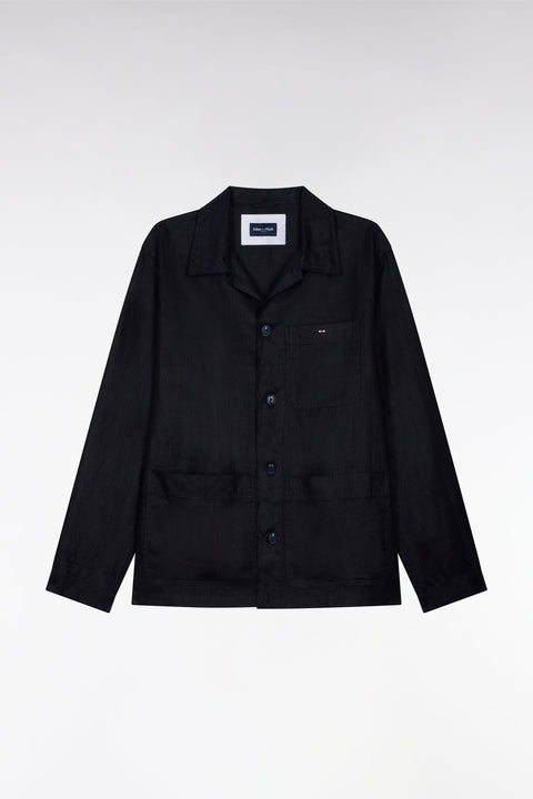 Surchemise en lin et coton marine - Image 2