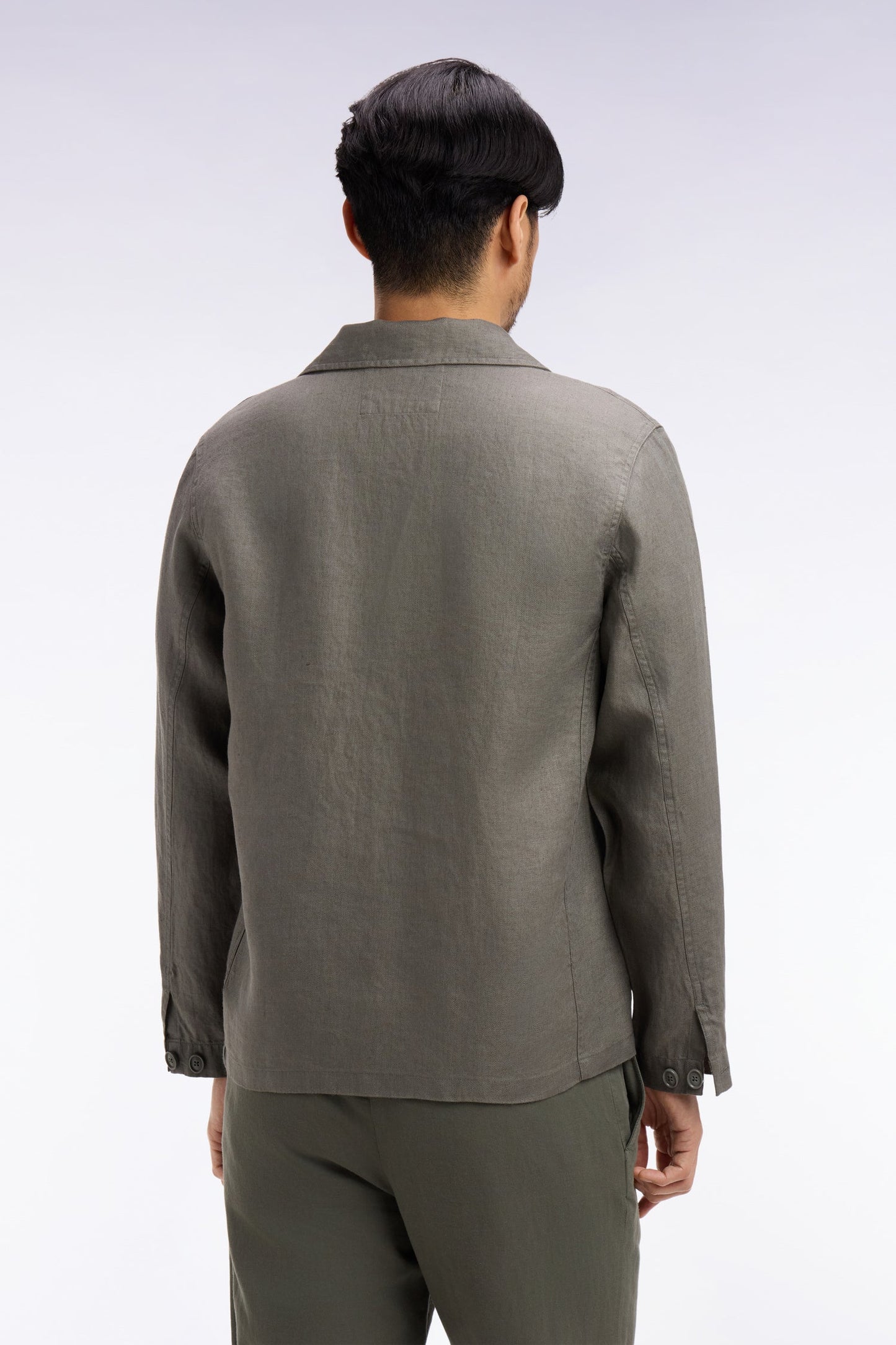Surchemise en lin et coton kaki