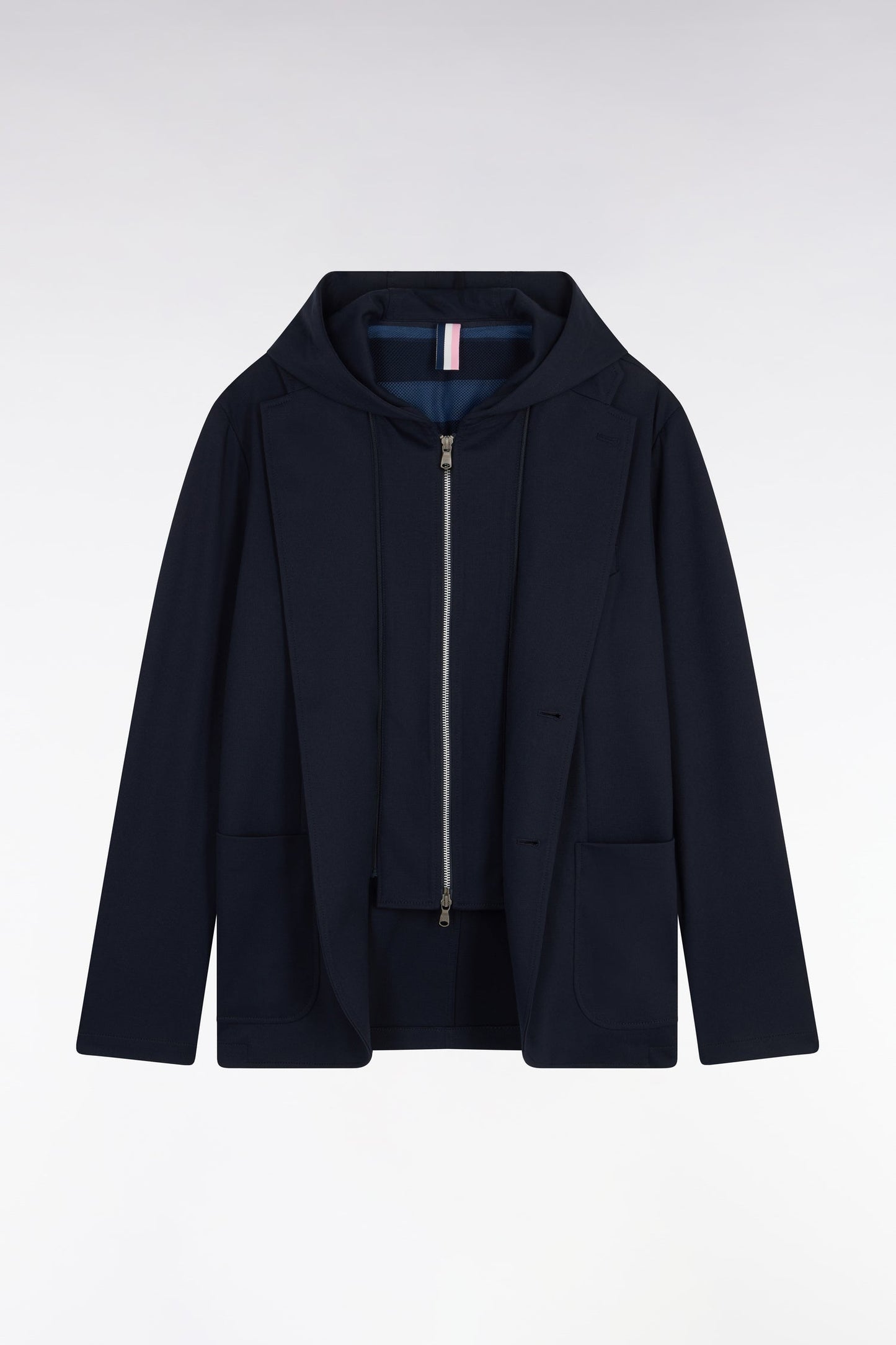 Veste en jersey marine à capuche amovible