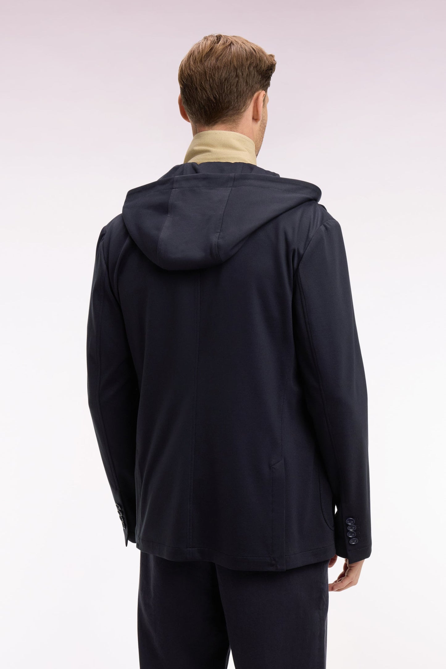 Veste en jersey marine à capuche amovible