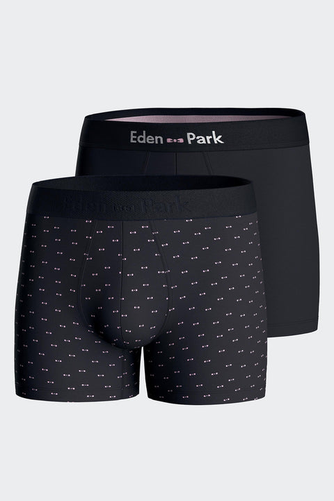 Lot de deux boxers en jersey de coton stretch marine et micromotifs - Image 1