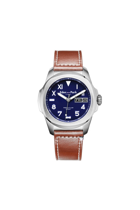 Montre à quartz en cuir marron - Image 1