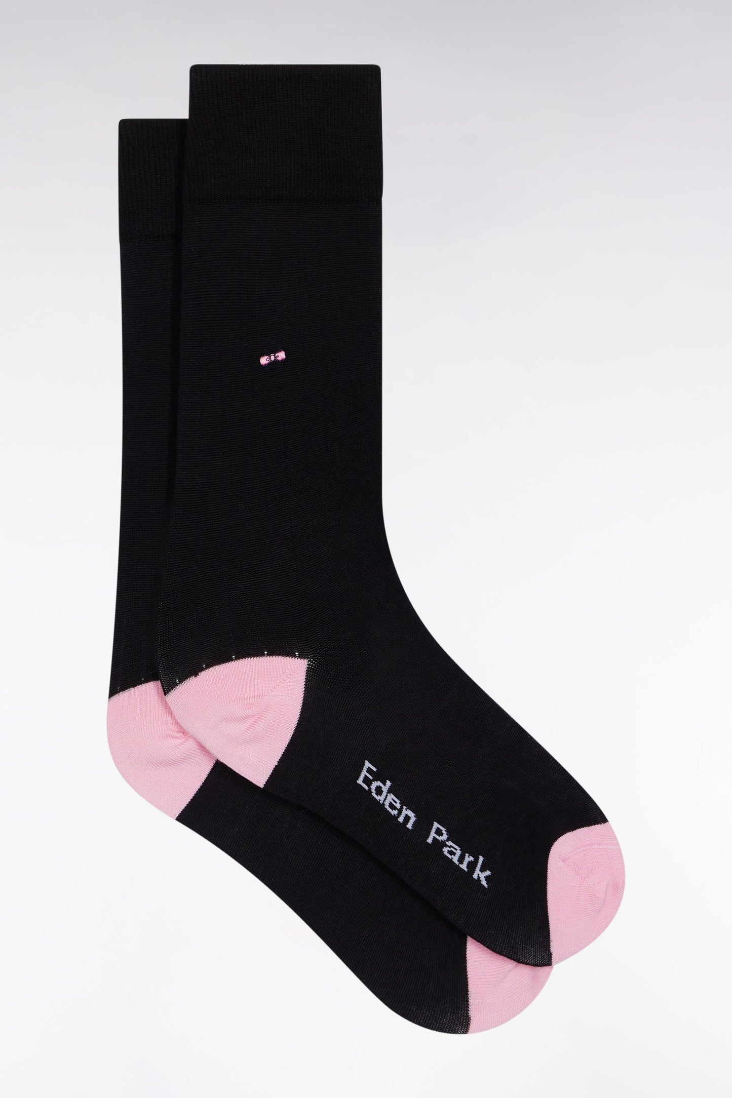 Chaussettes en coton stretch mélangé noires à renforts roses