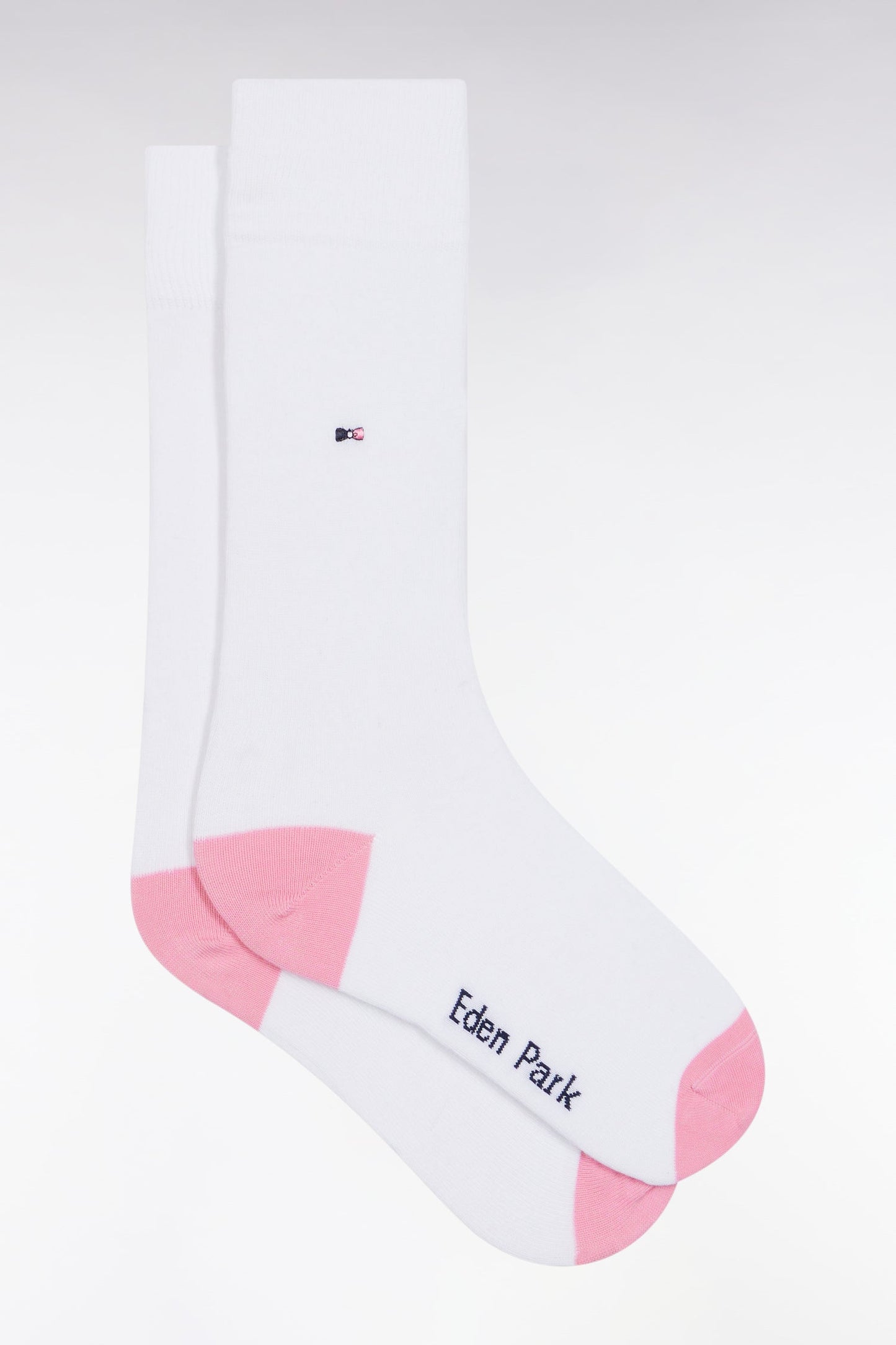 Chaussettes en coton mélangé blanches à renforts roses