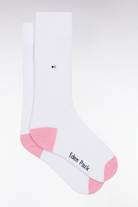 Chaussettes en coton mélangé blanches à renforts roses - Image 1