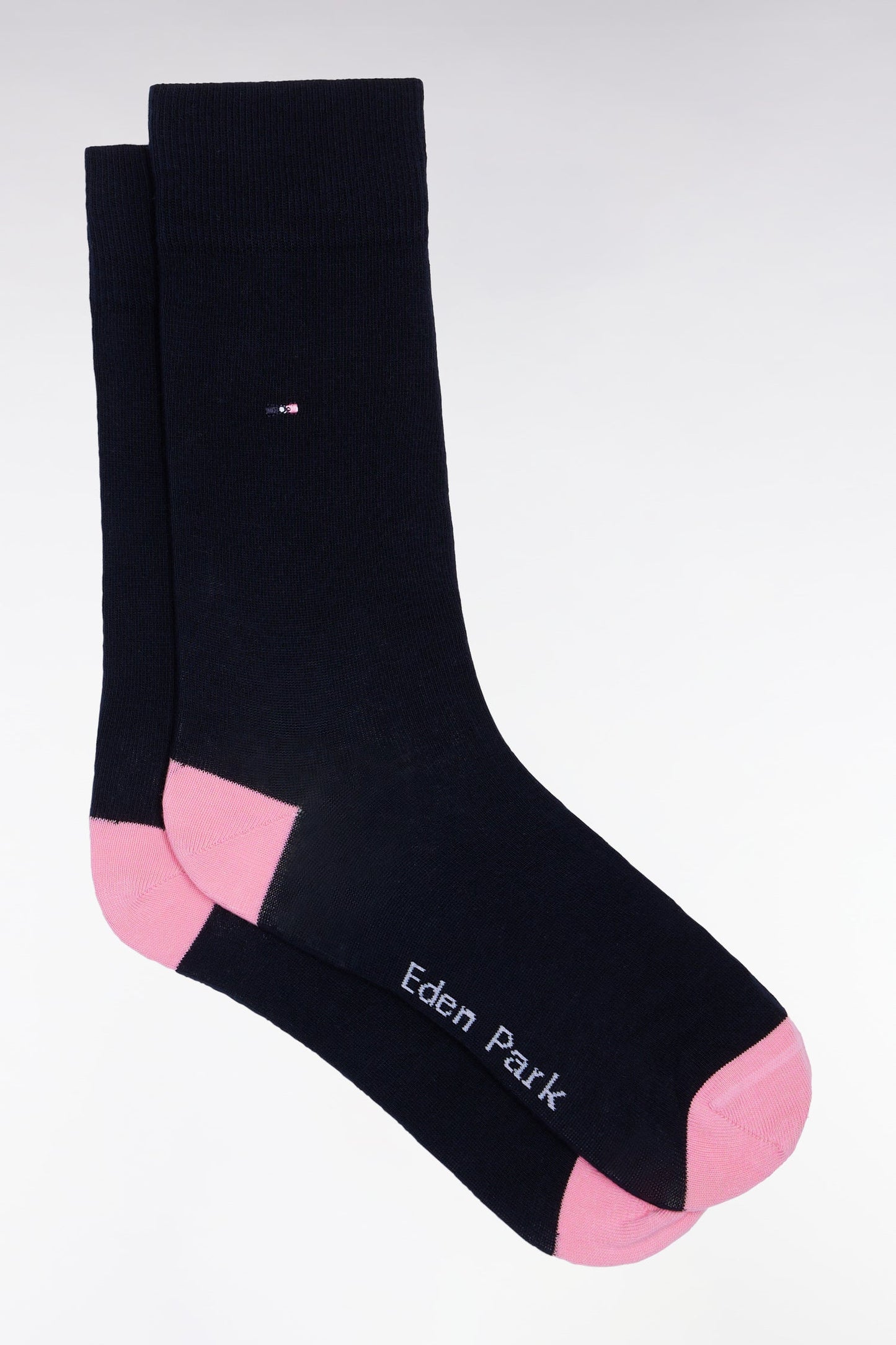 Chaussettes en coton mélangé bleues à renforts roses