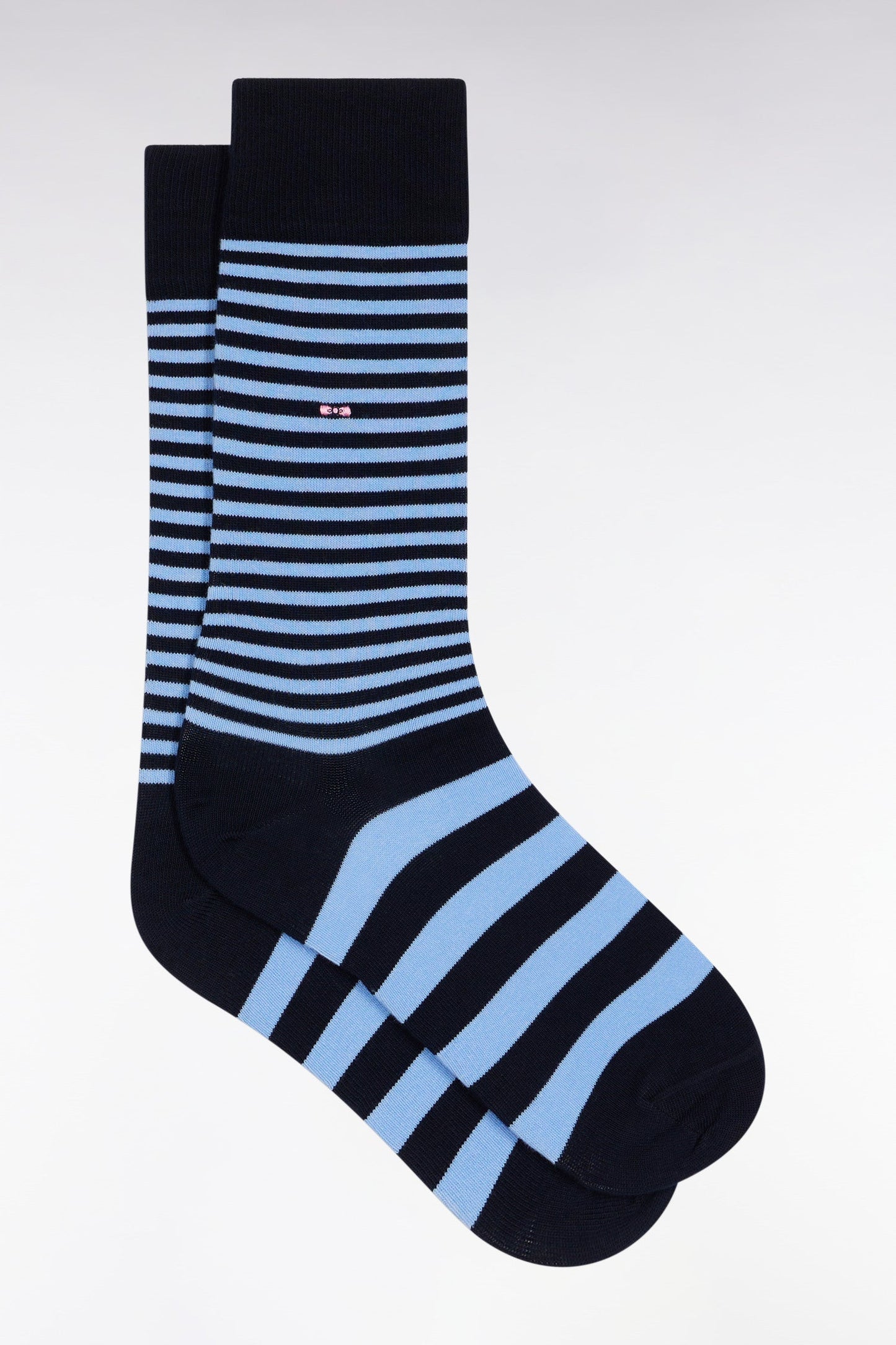 Chaussettes rayées en coton mélangé marine et bleues