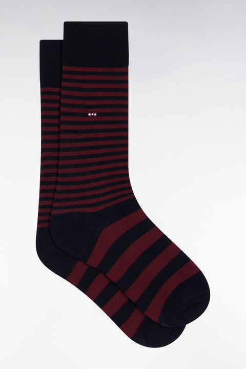 Chaussettes rayées en coton mélangé bordeaux - Image 1
