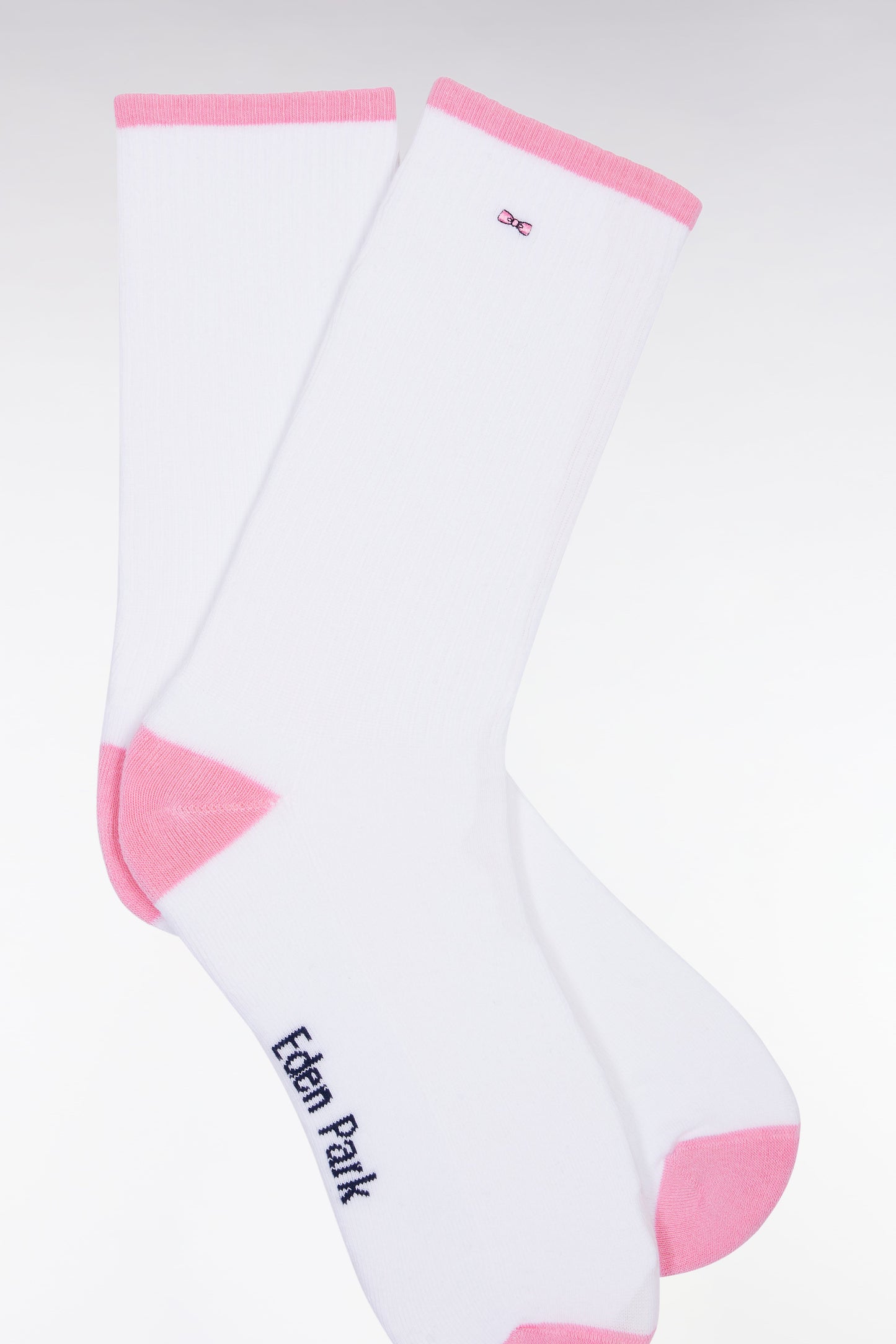 Chaussettes en coton mélangées blanches à renforts roses