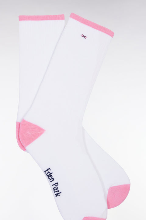 Chaussettes en coton mélangées blanches à renforts roses - Image 2