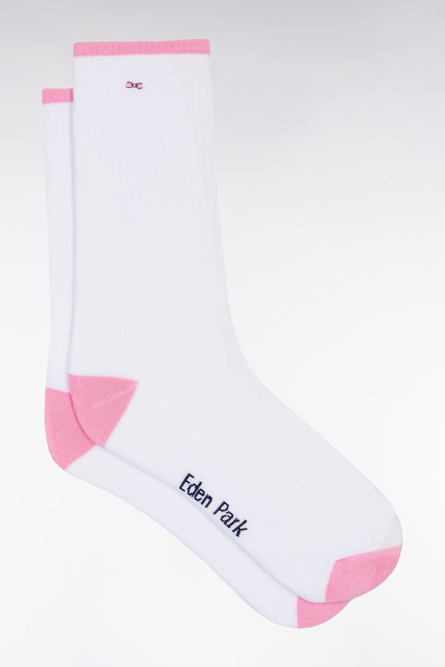 Chaussettes en coton mélangées blanches à renforts roses
