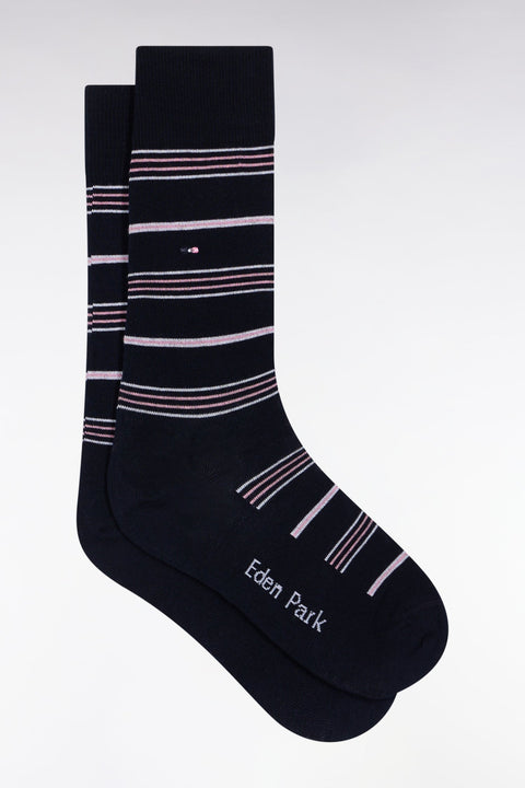 Chaussettes rayées en coton mélangé bleues - Image 1