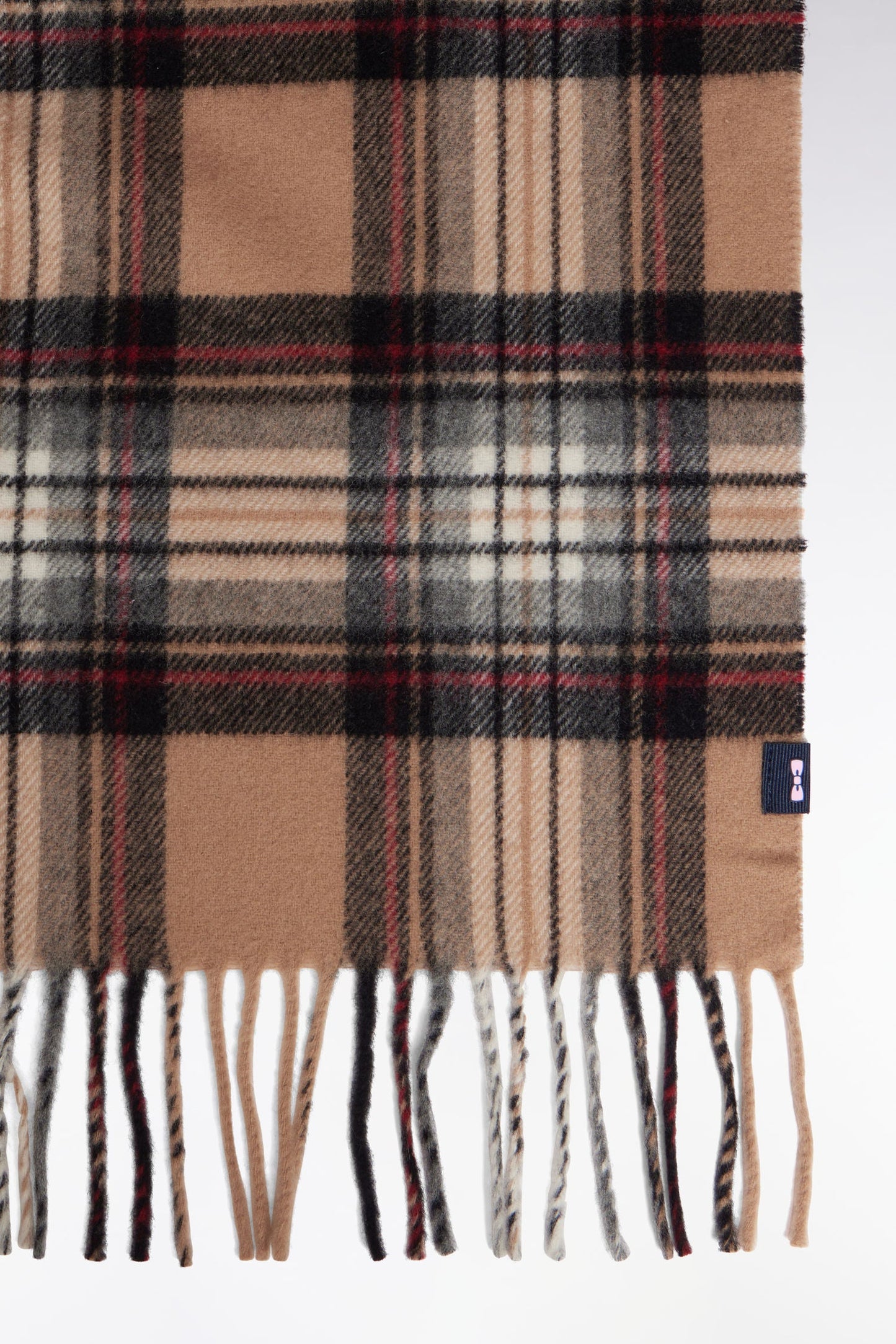Écharpe en laine vierge à motifs Tartan camel