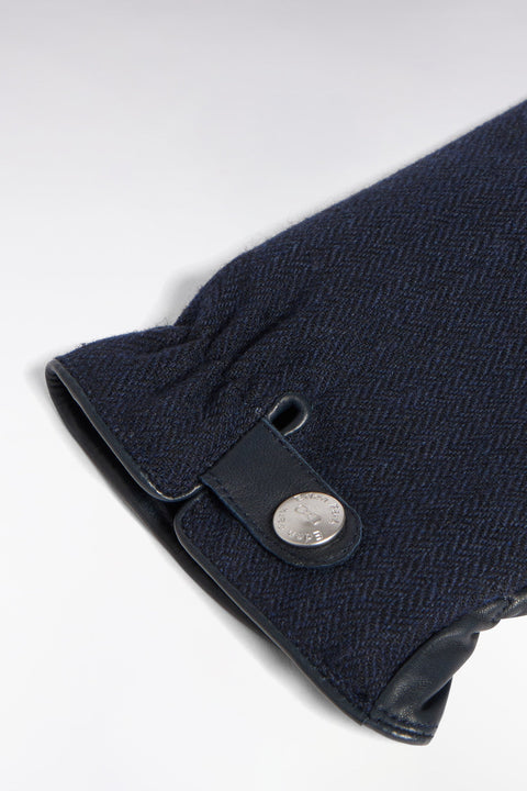 Gants cuir et chevrons marine - Image 1