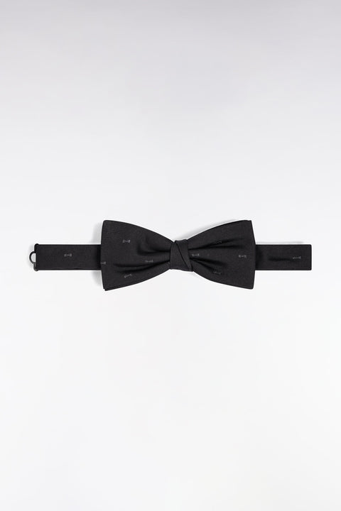 Nœud papillon en soie noir à micro-motifs nœuds papillon noirs - Image 1