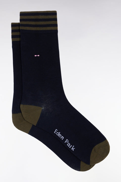 Lot de trois paires de chaussettes rayées roses et marine - Image 1
