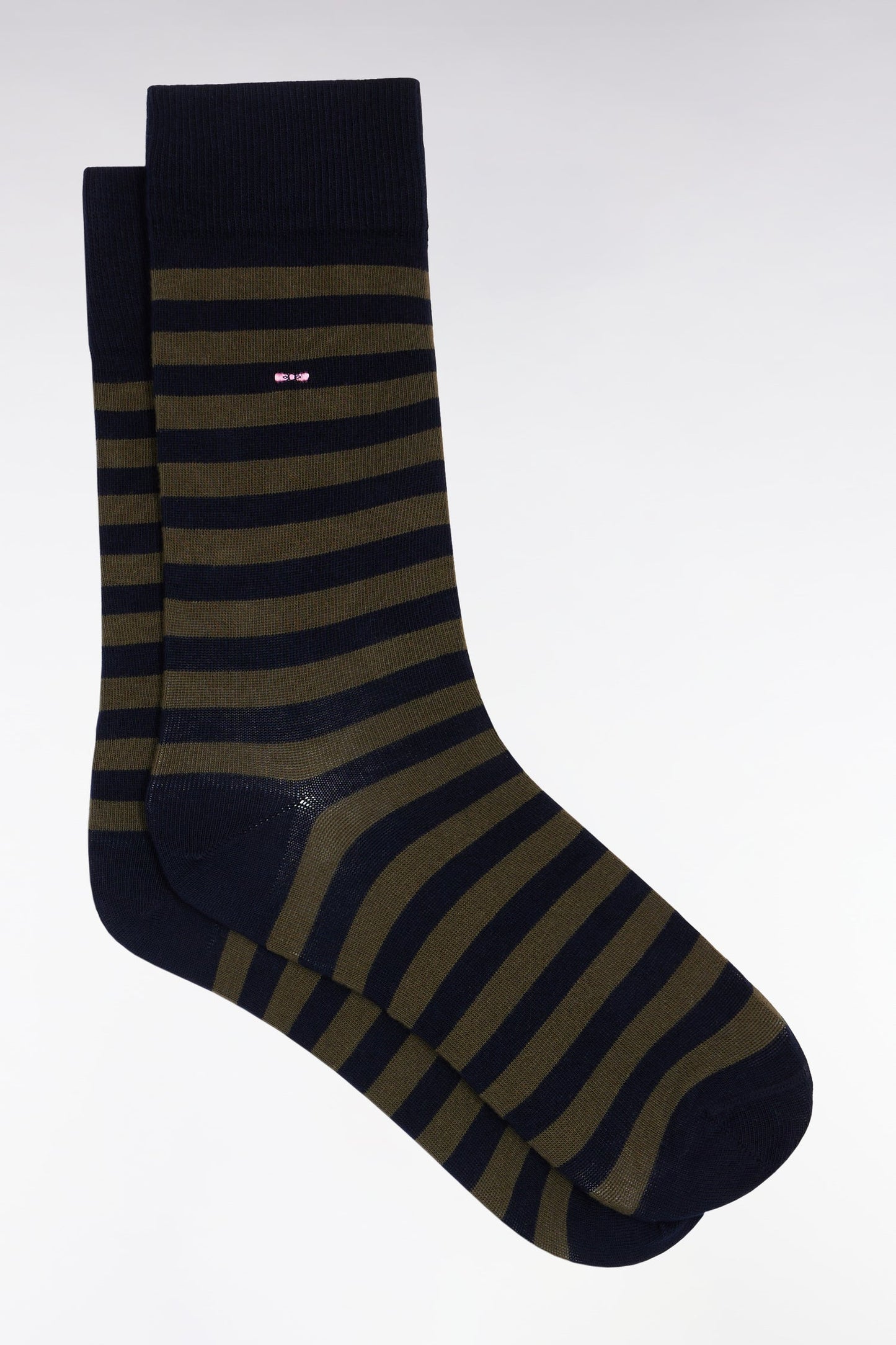 Lot de trois paires de chaussettes rayées roses et marine