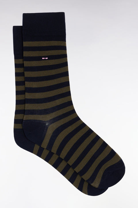 Lot de trois paires de chaussettes rayées roses et marine - Image 2