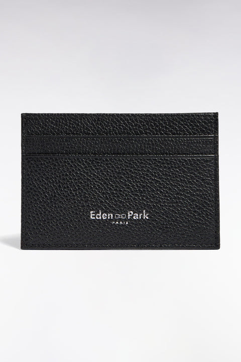 Porte-cartes en cuir grainé noir - Image 1
