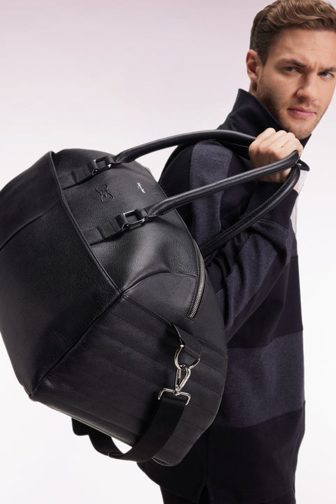 Sac de voyage en cuir grainé noir - Image 1