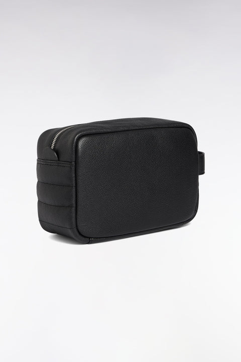 Trousse de toilette en cuir grainé noir - Image 1