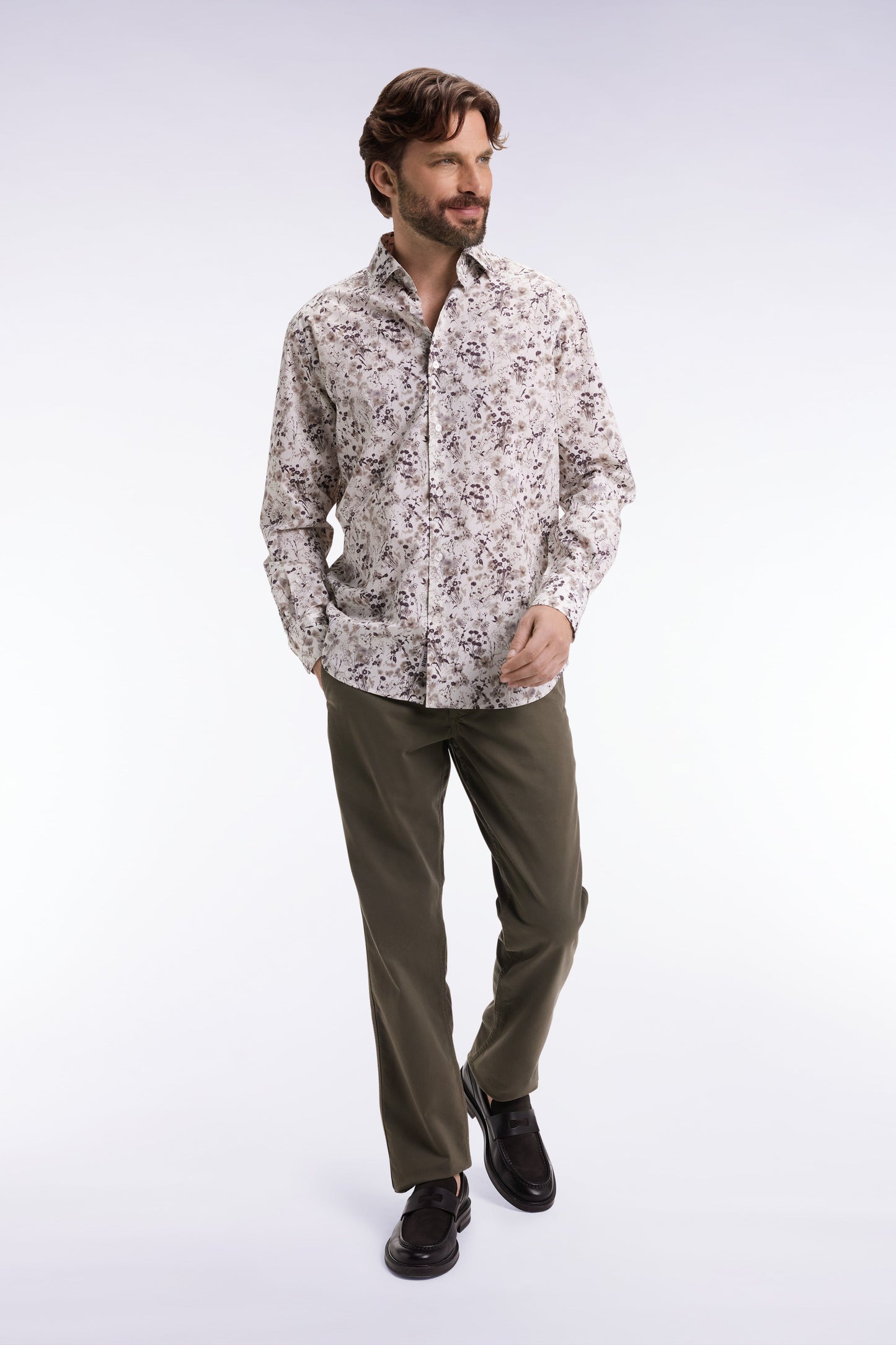Pantalon chino sans plis en coton stretch kaki