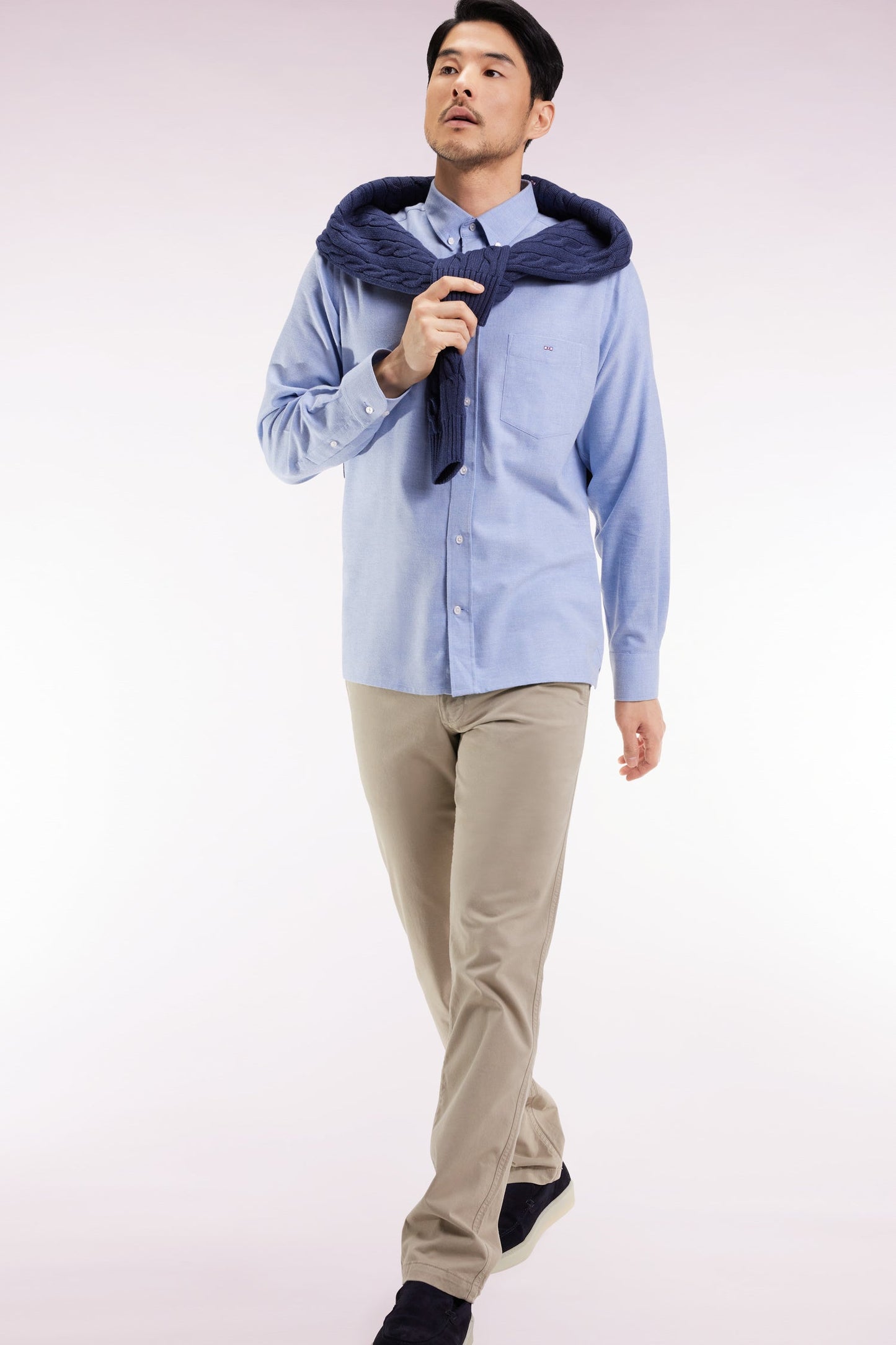 Pantalon chino sans plis en coton stretch beige