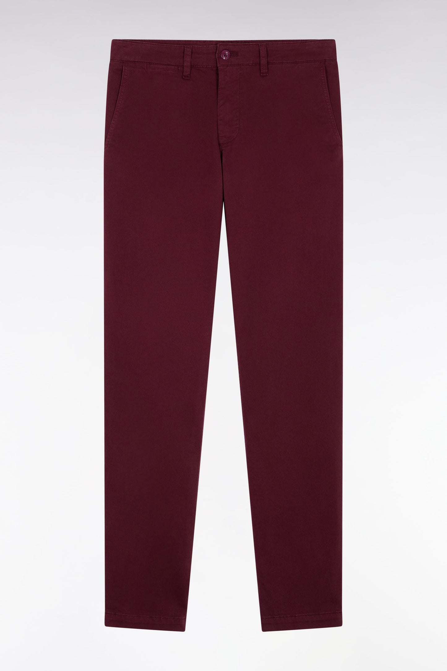 Pantalon chino sans plis en coton stretch bordeaux