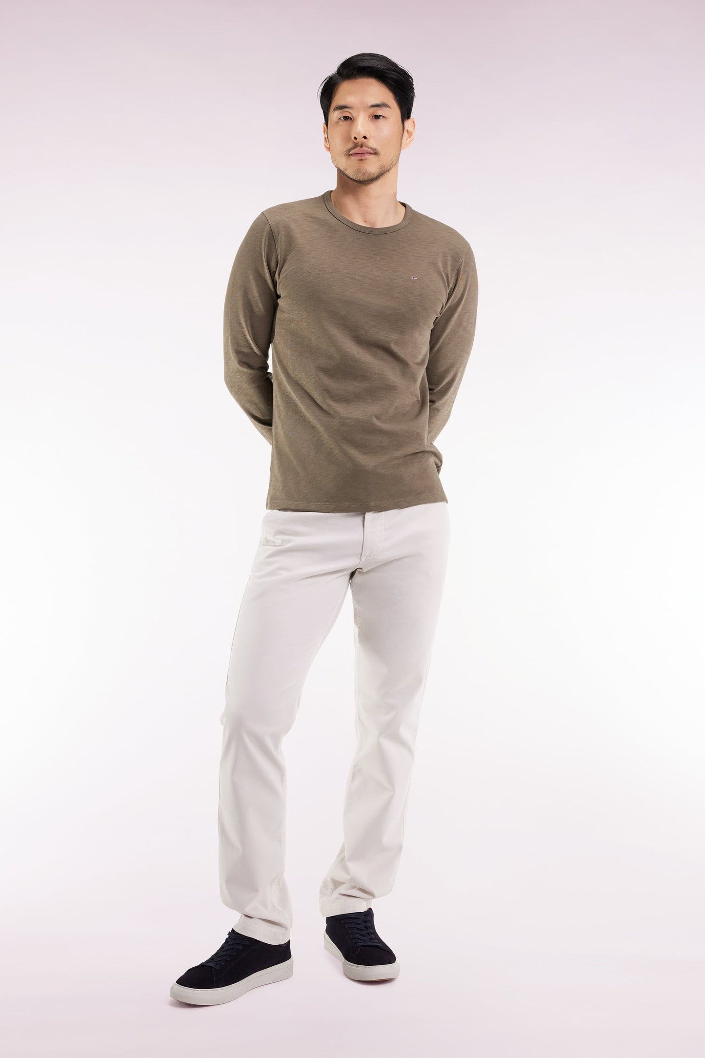 Pantalon chino sans plis en coton stretch écru
