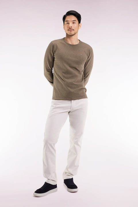 Pantalon chino sans plis en coton stretch écru - Image 1