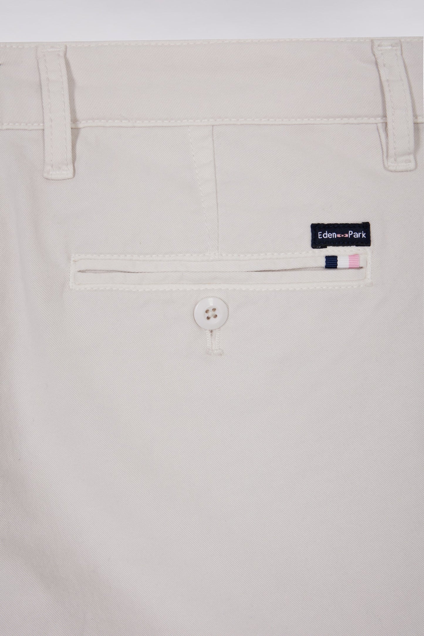 Pantalon chino sans plis en coton stretch écru