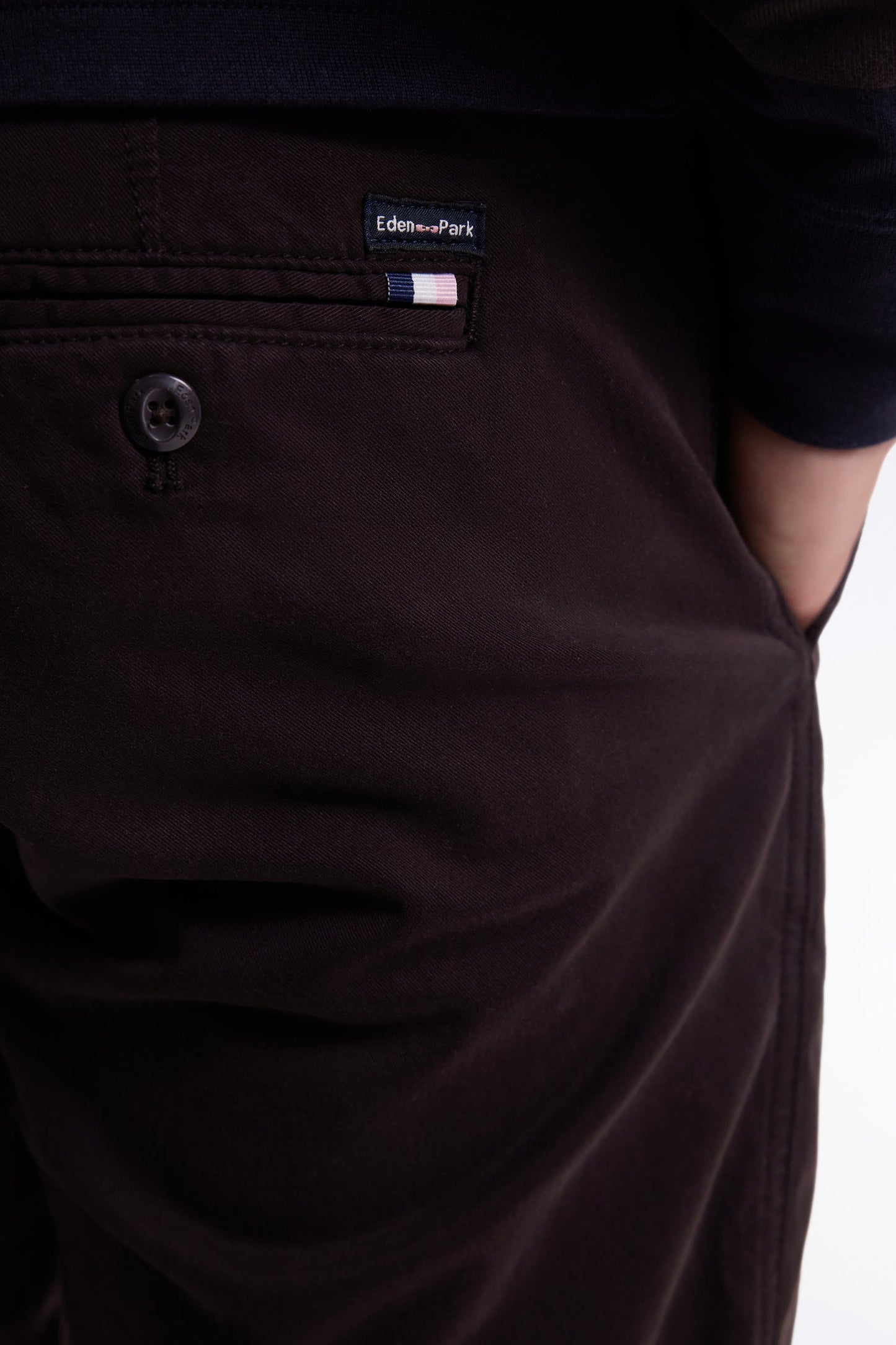 Pantalon chino sans plis en coton stretch marron