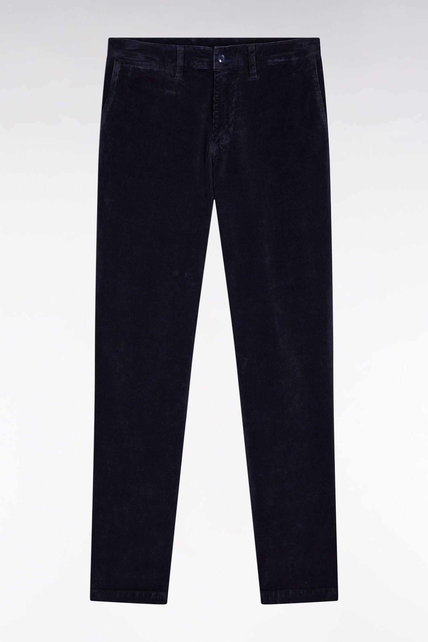 Pantalon chino sans plis en velours stretch marine