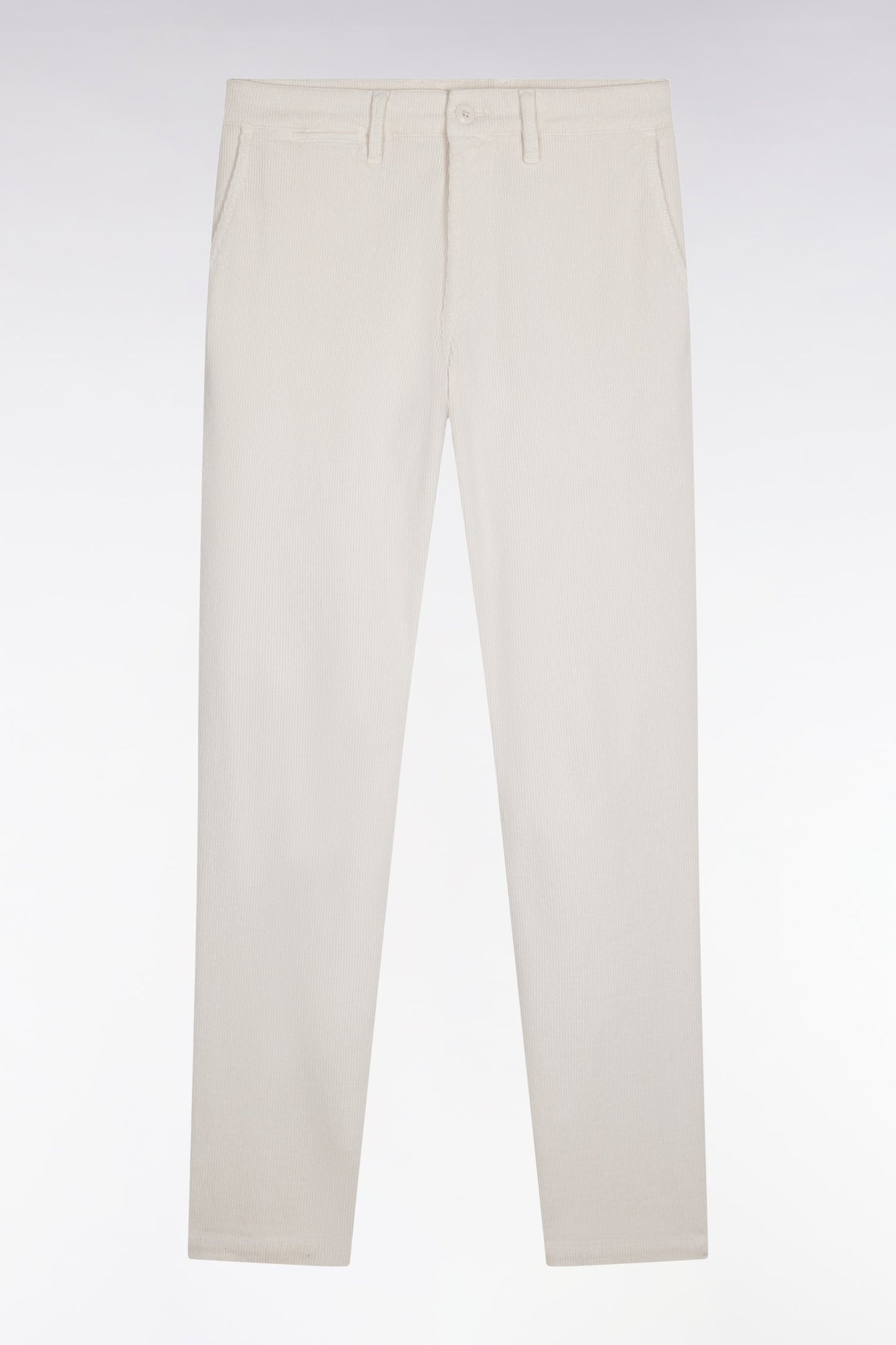 Pantalon chino sans plis en velours stretch écru