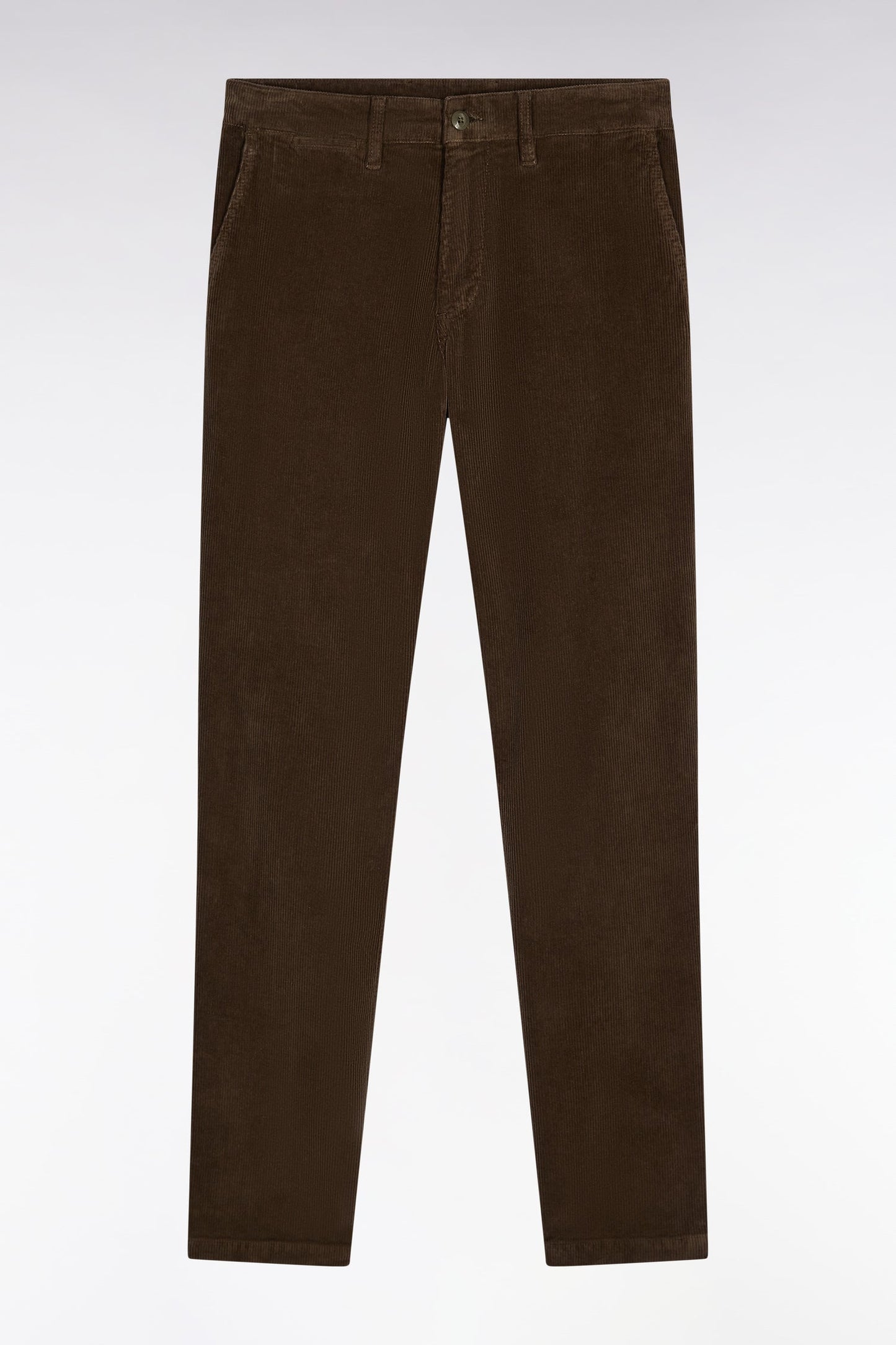 Pantalon chino sans plis en velours stretch kaki