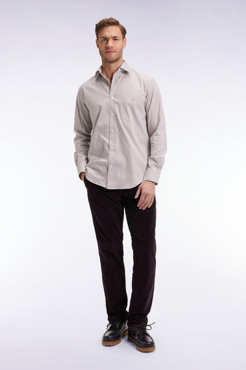 Pantalon chino sans plis en velours stretch marron - Image 1