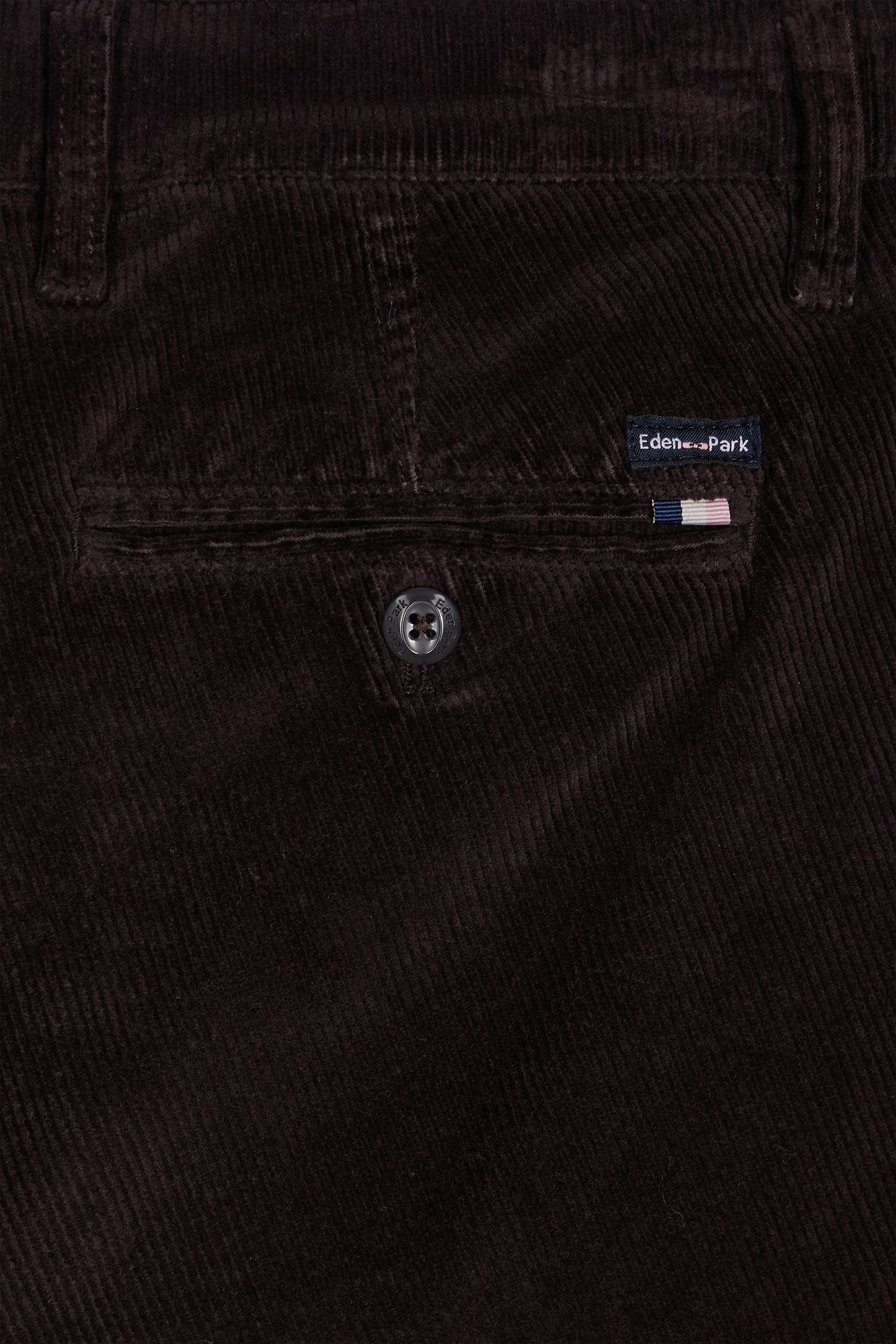 Pantalon chino sans plis en velours stretch marron